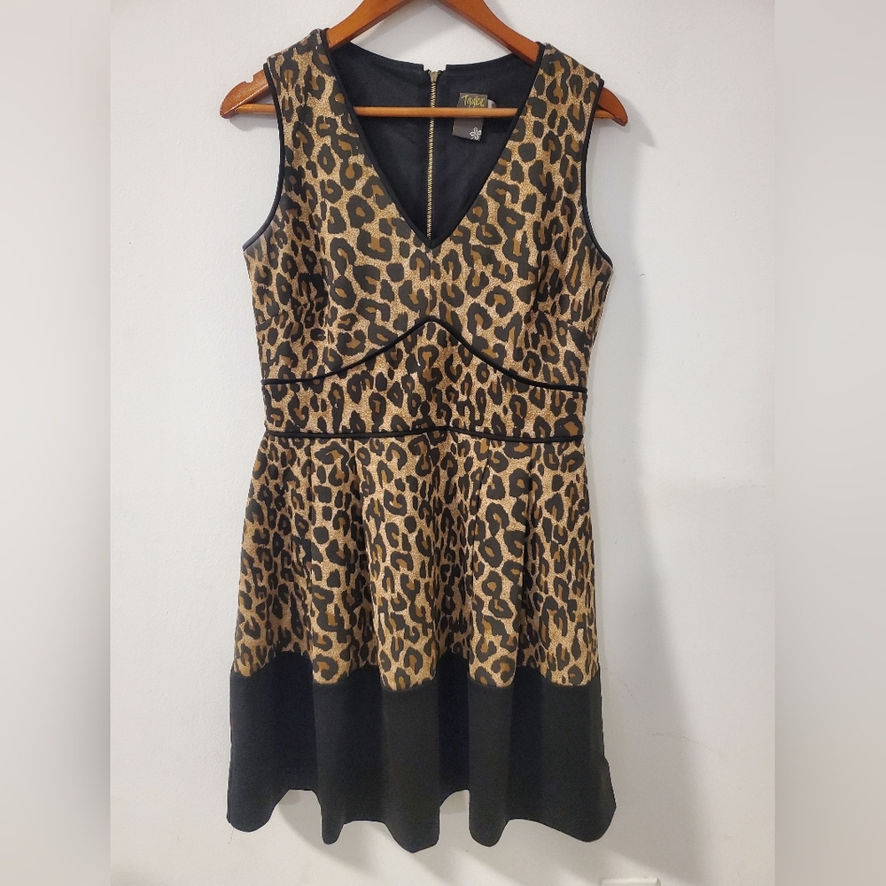 Taylor Black and Brown Animal Print Mini Dress